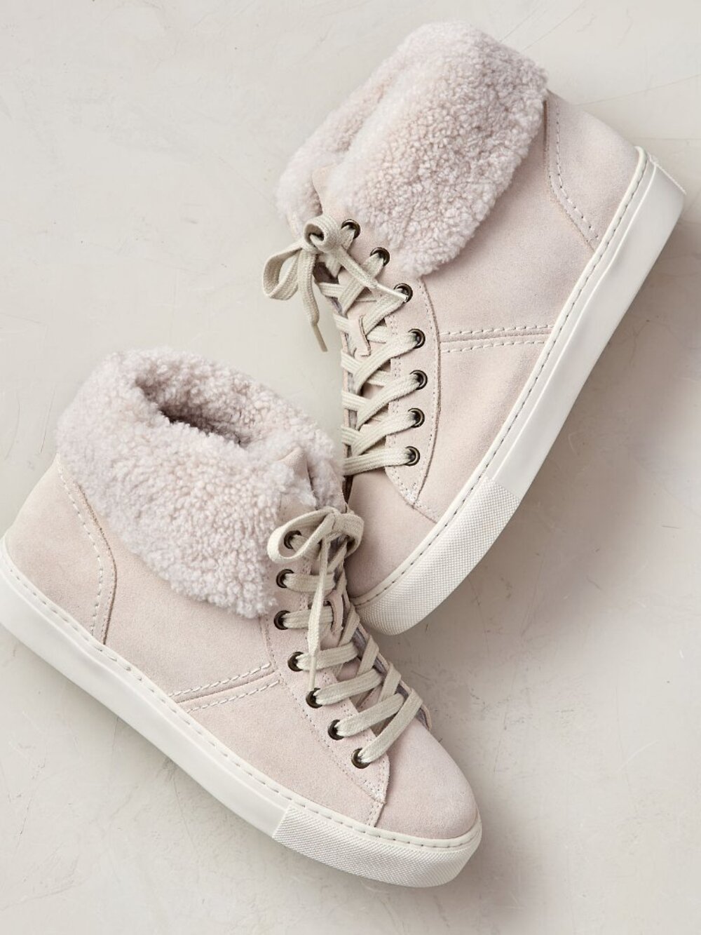 Overland Asha Shearling-Lined Water-Resistant Leather Sneakers - Size 9 - NWT